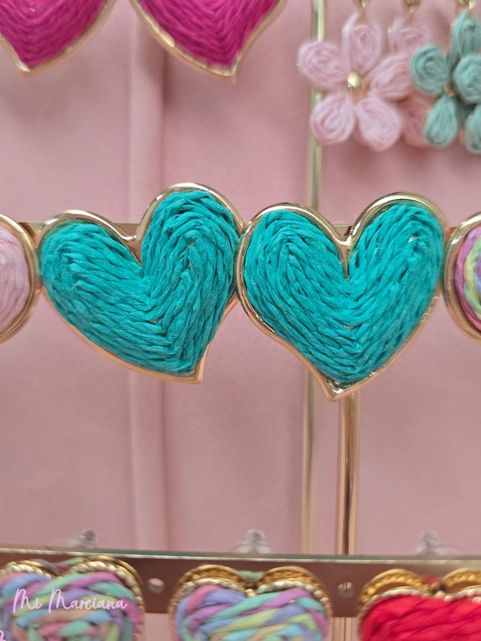 PENDIENTES CORAZÓN RAFIA GRANDE - Mi Marciana