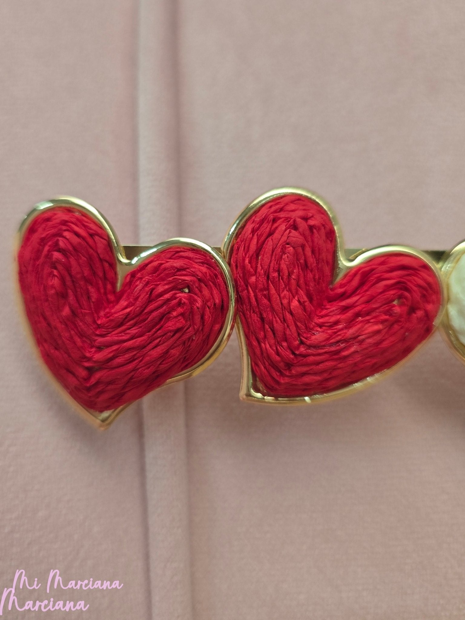 PENDIENTES CORAZÓN RAFIA GRANDE - Mi Marciana