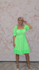 VESTIDO IBIZA CORTO VOLANTE REJILLA VERDE FLÚOR