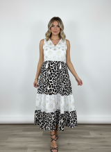 ABITO CON STAMPA ANIMALIER E RICAMO INGLESE