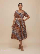 MAXI VESTIDO ANIMAL PRINT MANGAS GRAN VUELO