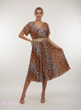 ABITO LUNGO STAMPA ANIMALIER CON MANICHE LUNGHE