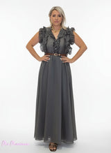 VESTIDO GASA TENCEL VOLANTES MARRÓN