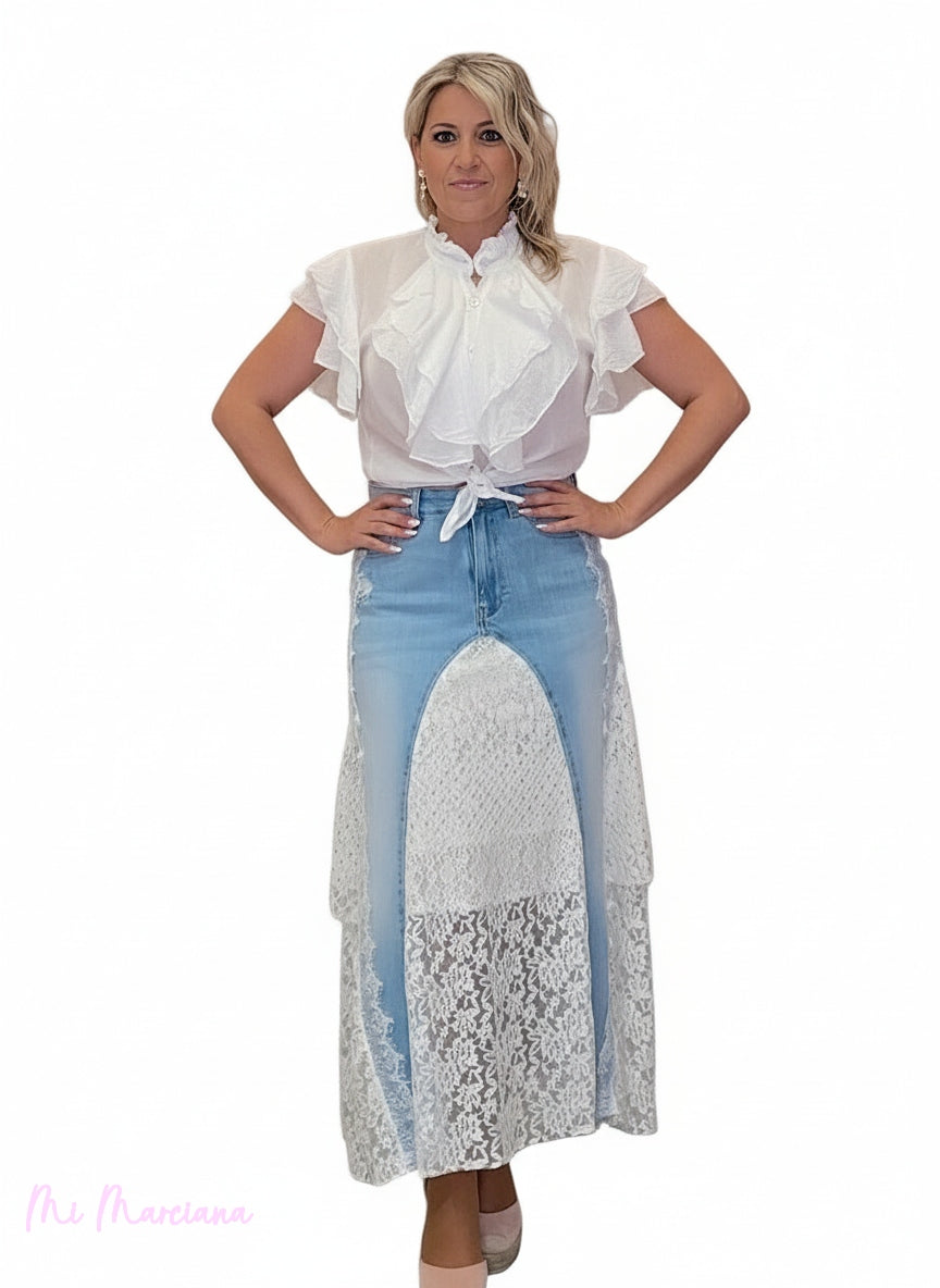 FALDA VAQUERA ENCAJE