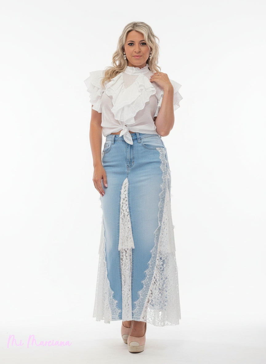 FALDA VAQUERA ENCAJE