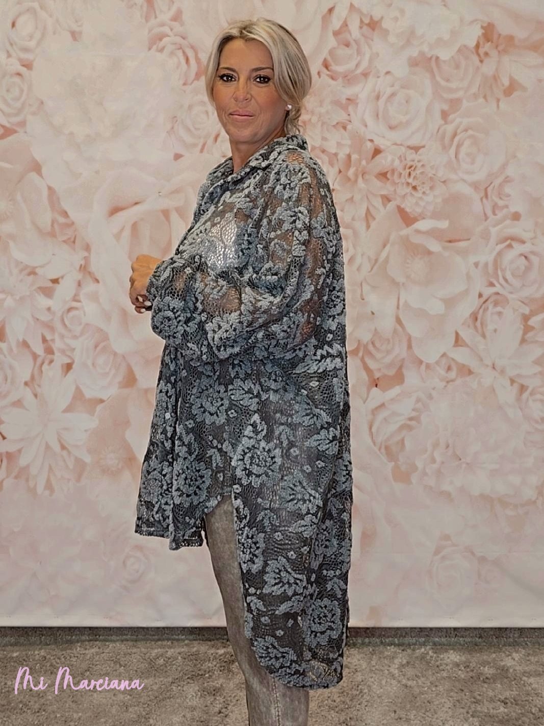 SOBRECAMISA MAXI ASIMÉTRICA ENCAJE JOT - Mi Marciana