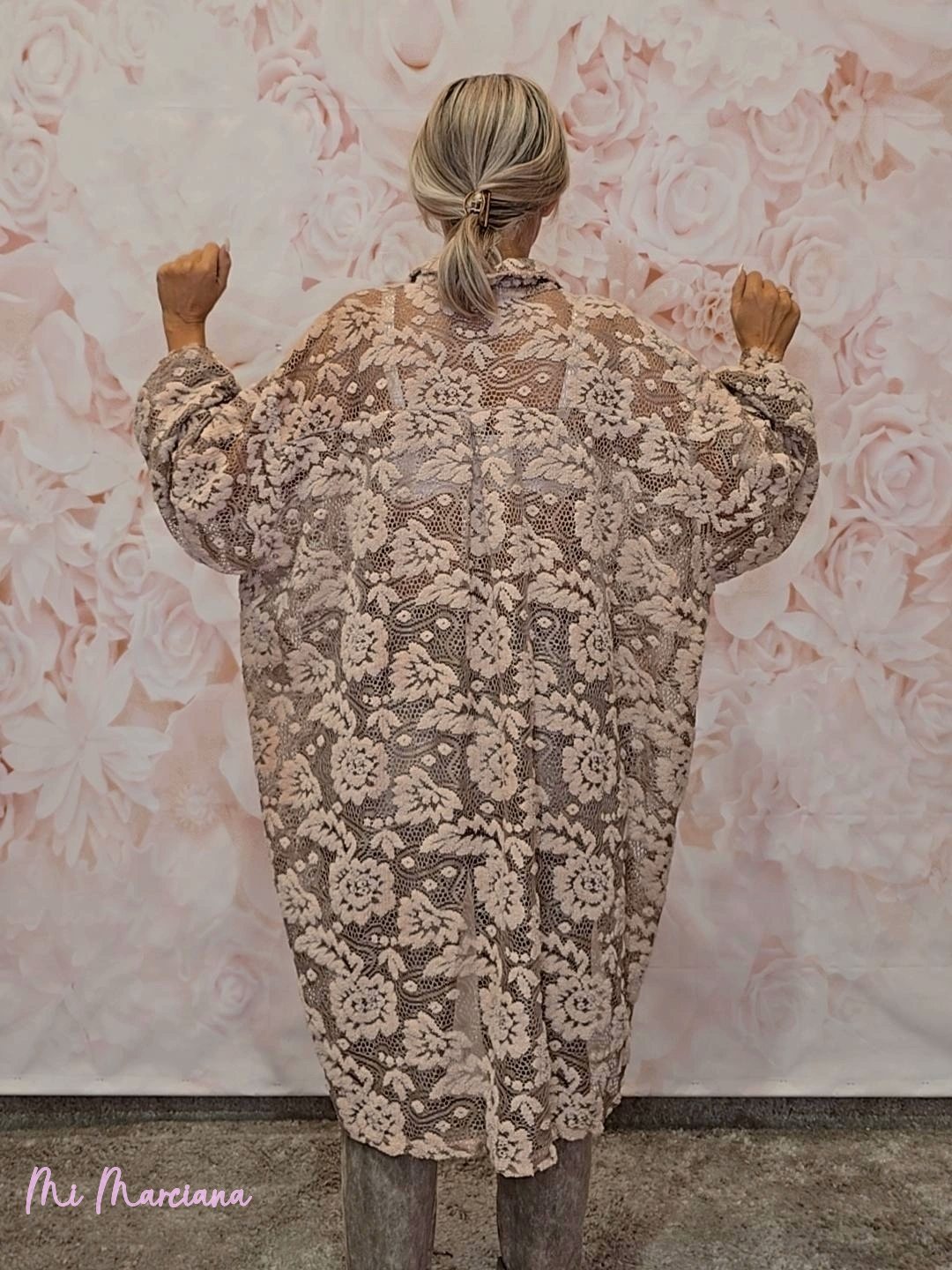 SOBRECAMISA MAXI ASIMÉTRICA ENCAJE JOT - Mi Marciana