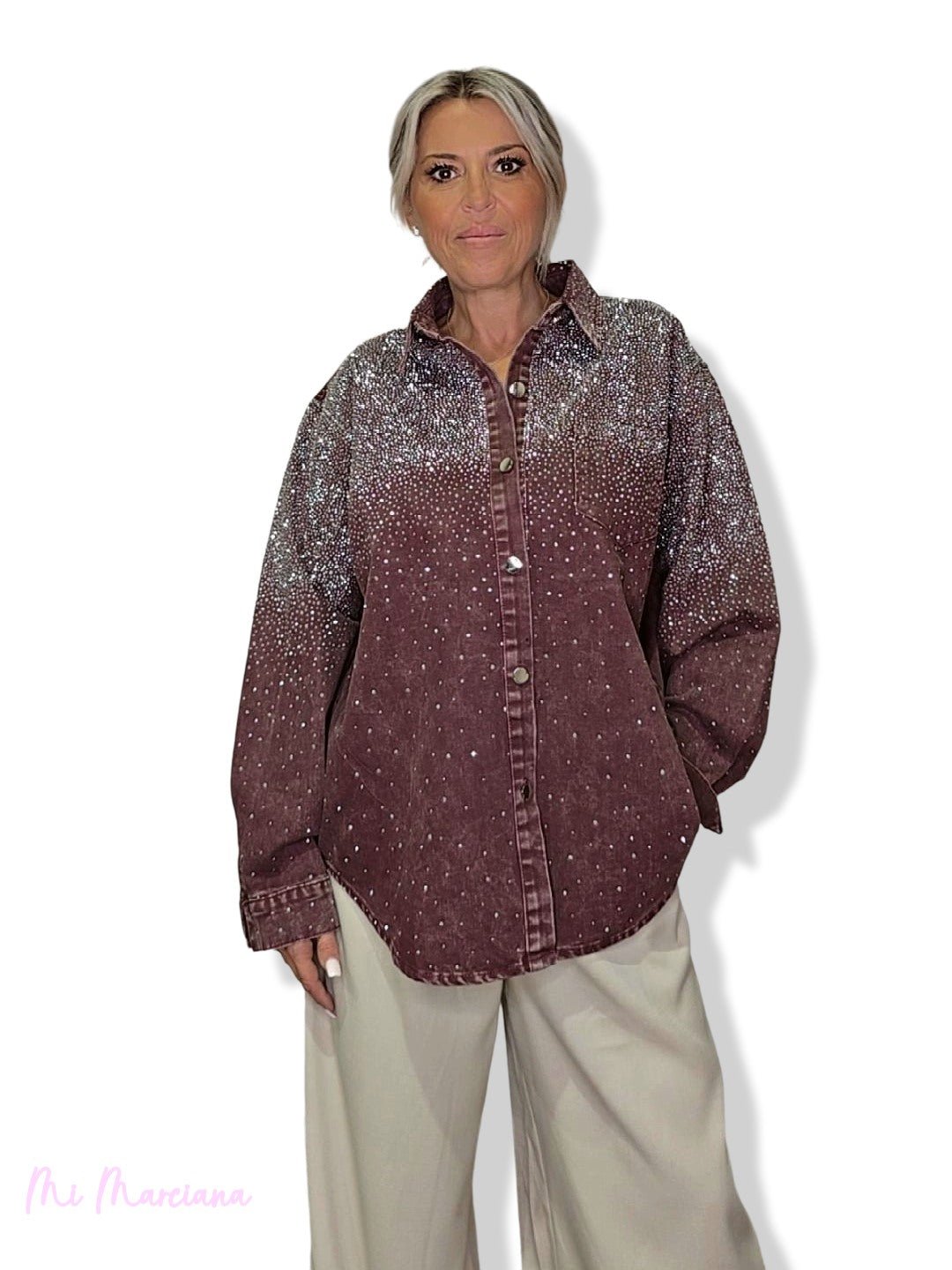 SOBRECAMISA OVERSIZE VAQUERA LAVADA STRASS - Mi Marciana