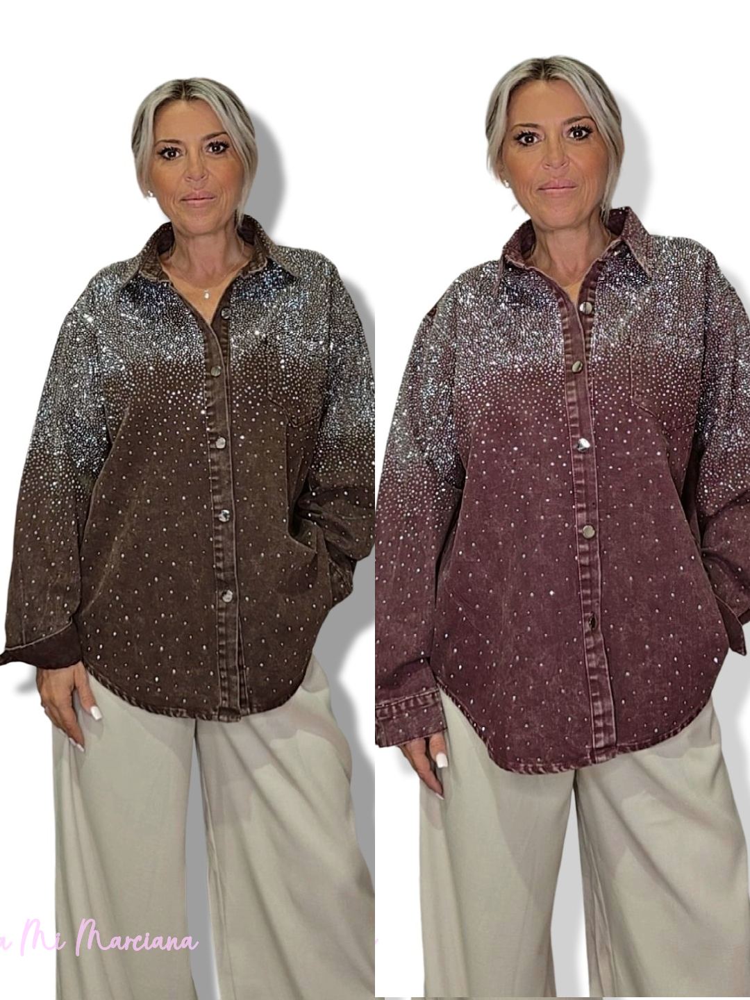 SOBRECAMISA OVERSIZE VAQUERA LAVADA STRASS - Mi Marciana