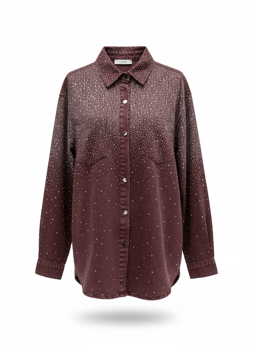 SOBRECAMISA OVERSIZE VAQUERA LAVADA STRASS - Mi Marciana