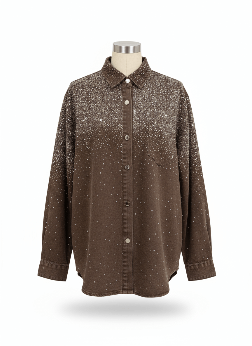 SOBRECAMISA OVERSIZE VAQUERA LAVADA STRASS - Mi Marciana