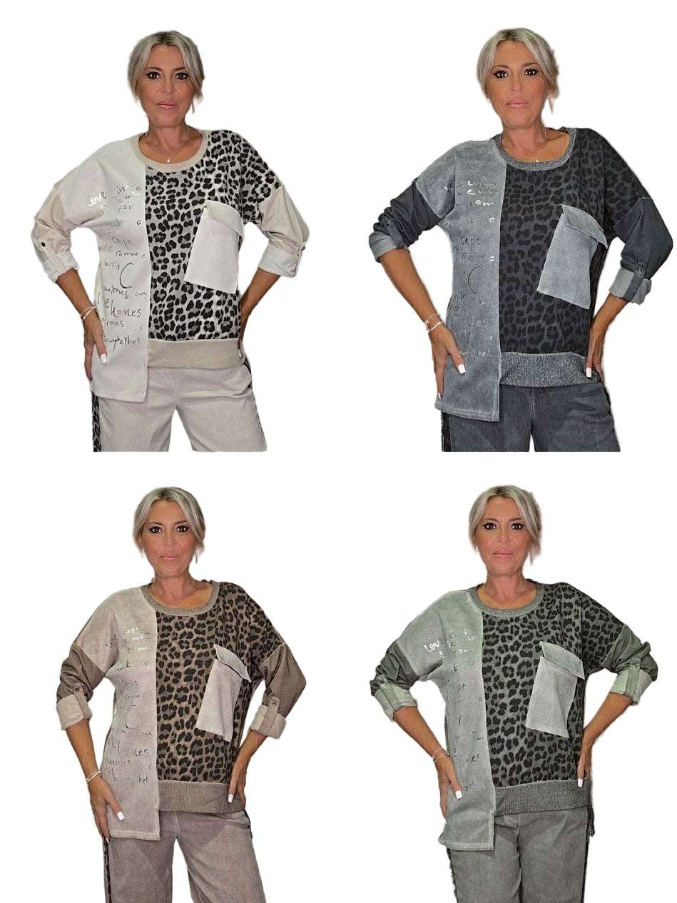 SUDADERA LAVADA METALIZADA ANIMAL PRINT - Mi Marciana