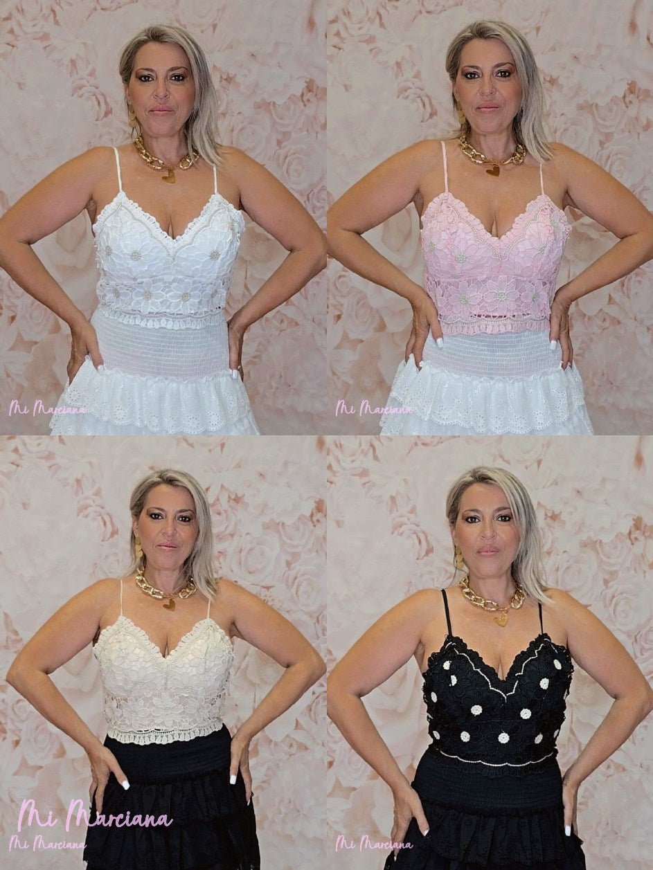 TOP BRALETTE BLONDA FLORES - Mi Marciana