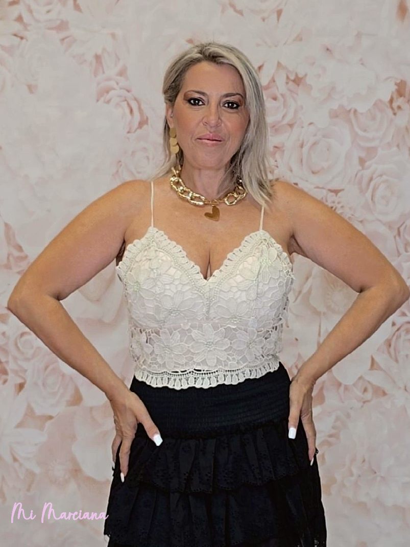 TOP BRALETTE BLONDA FLORES - Mi Marciana