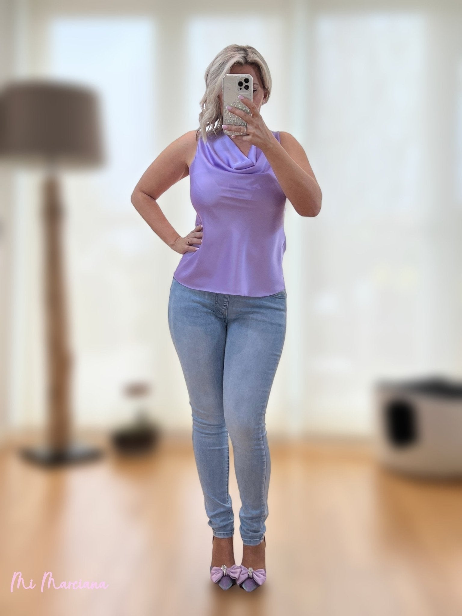 TOP LENCERO ESCOTE DRAPEADO LILA - Mi Marciana