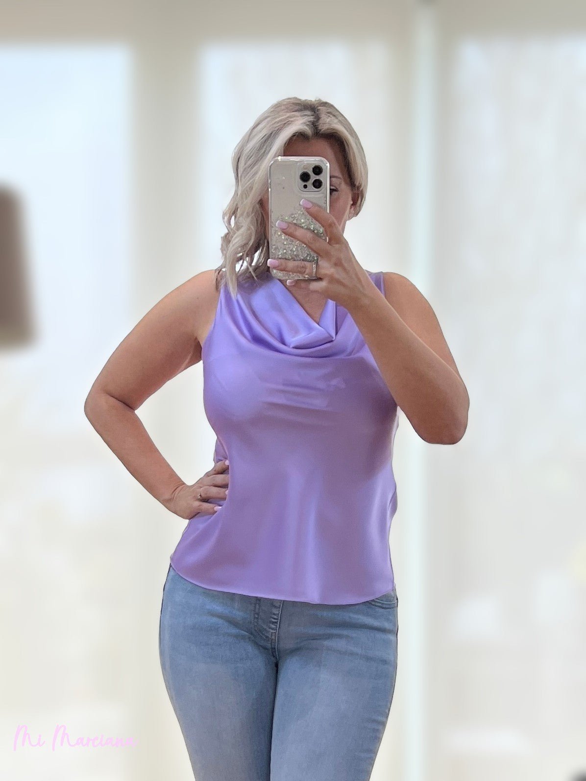 TOP LENCERO ESCOTE DRAPEADO LILA - Mi Marciana