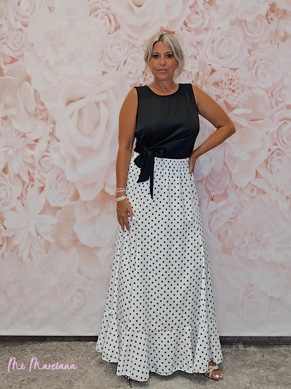 TOP SATÉN COMBINADO NUDO LATERAL - Mi Marciana