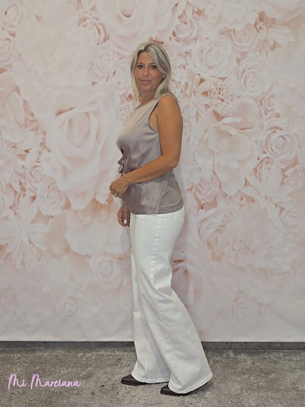 TOP SATÉN COMBINADO NUDO LATERAL - Mi Marciana