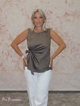 TOP SATÉN COMBINADO NUDO LATERAL - Mi Marciana