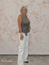 TOP SATÉN COMBINADO NUDO LATERAL - Mi Marciana