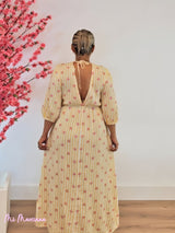 VESTIDO BAMBULA DOBLE PICO AMARILLO CORAZONES - Mi Marciana