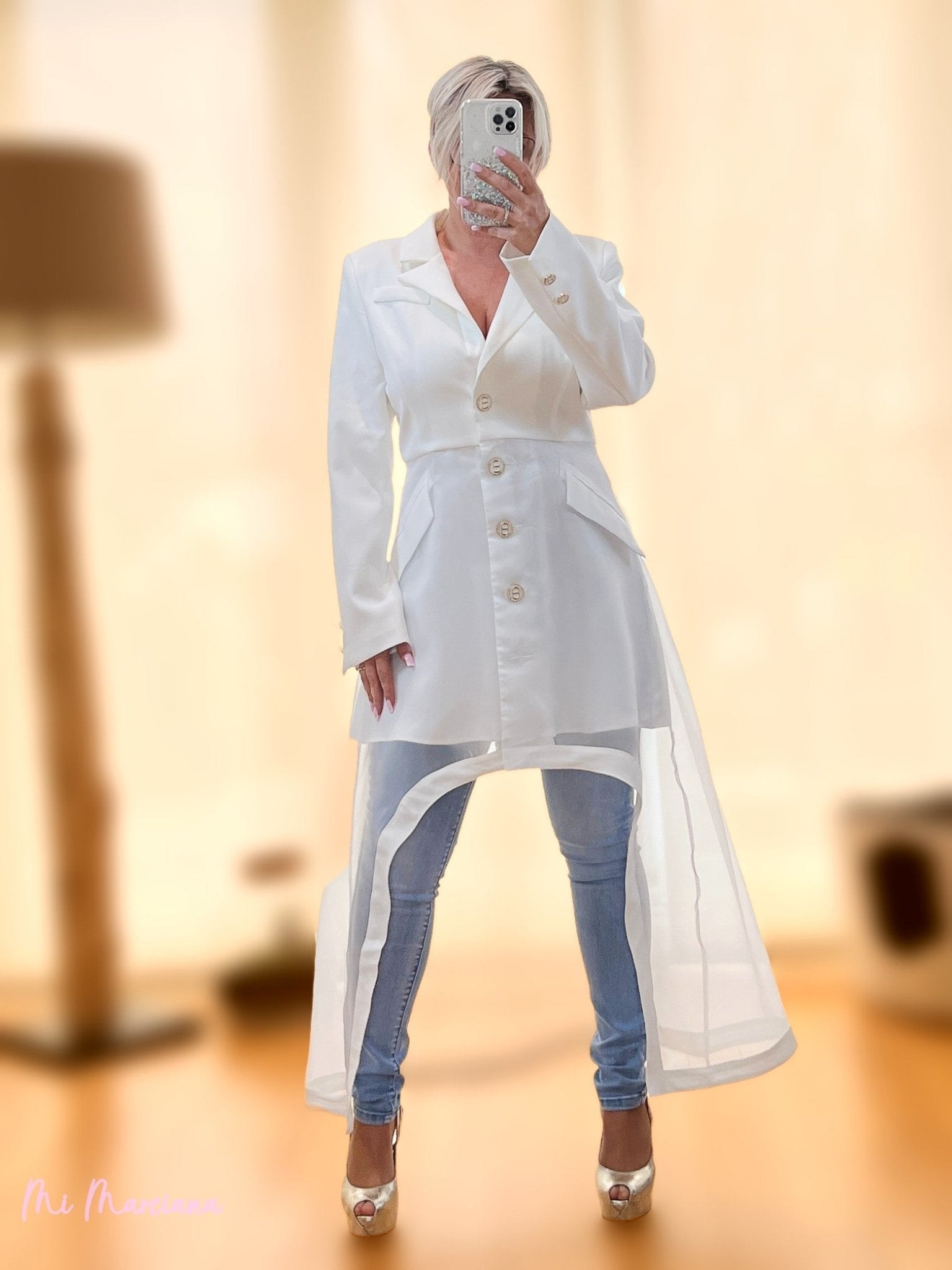 VESTIDO BLAZER TUL BLANCO - Mi Marciana