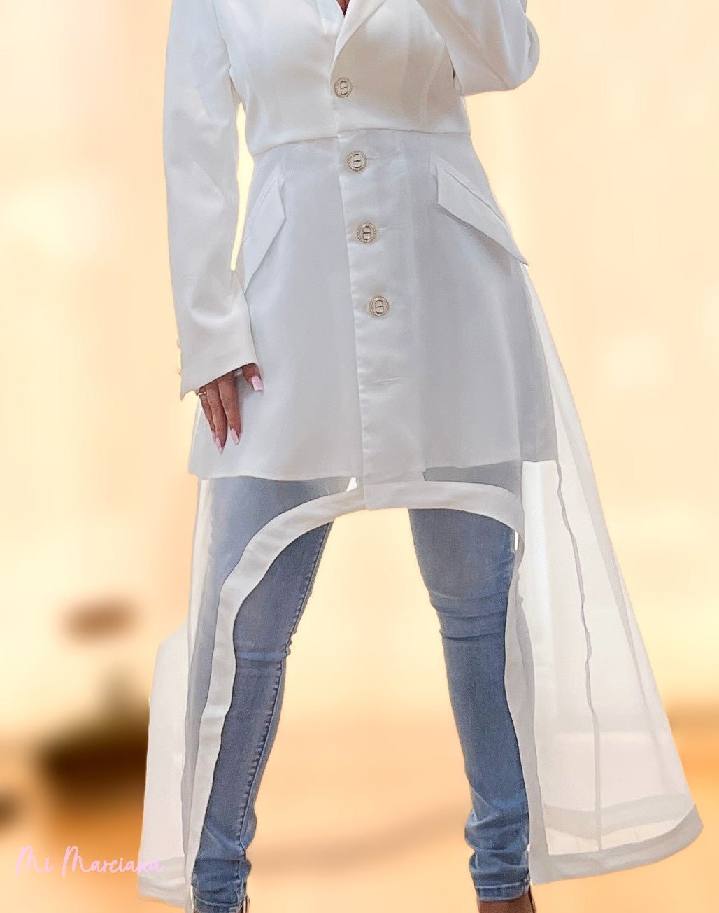 VESTIDO BLAZER TUL BLANCO - Mi Marciana
