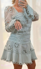 VESTIDO BORDADO VERDE AGUA - Mi Marciana