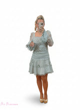 VESTIDO BORDADO VERDE AGUA - Mi Marciana