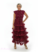 ABITO IN MAGLIA COMBINATA CON TULLE E VOLANT