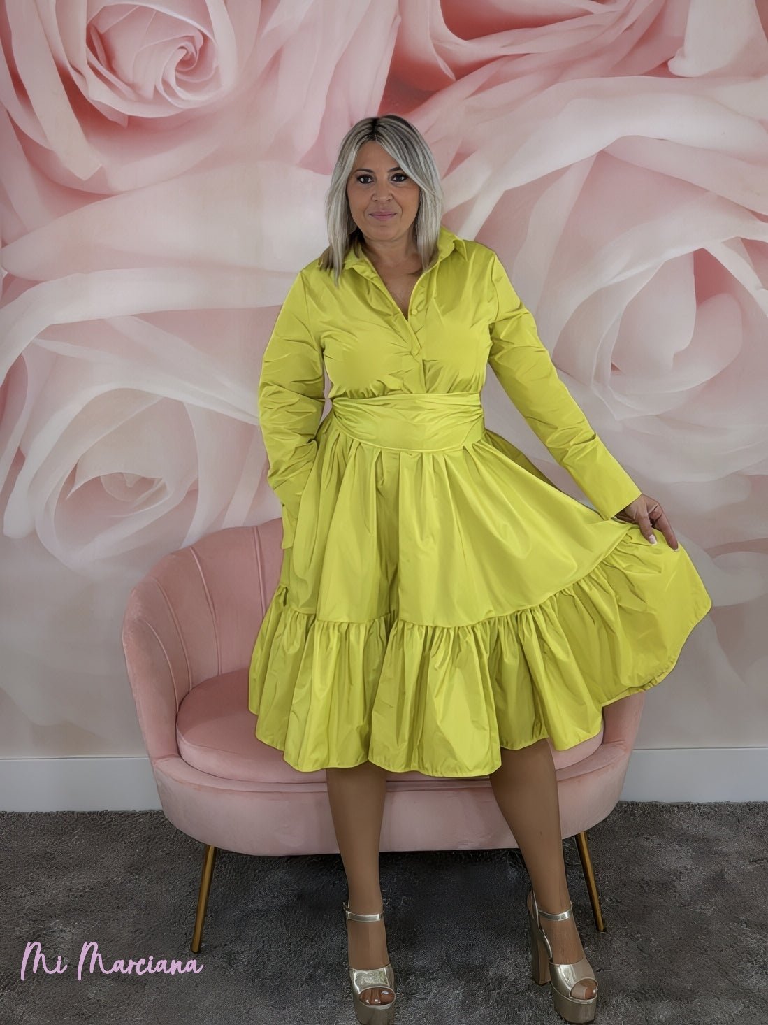 VESTIDO CAROLINA CORTO LIMA - Mi Marciana