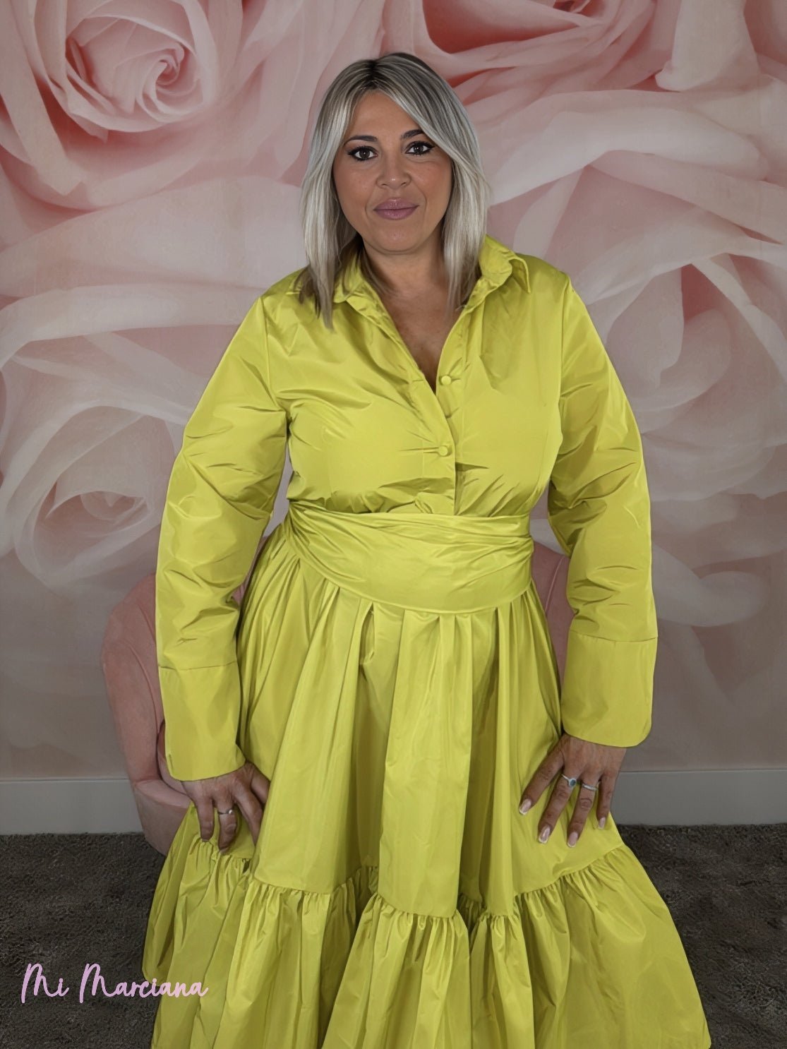 VESTIDO CAROLINA CORTO LIMA - Mi Marciana