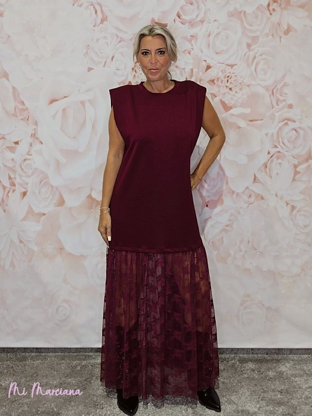 VESTIDO COMBINADO ENCAJE - Mi Marciana