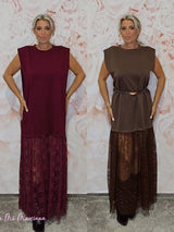 VESTIDO COMBINADO ENCAJE - Mi Marciana