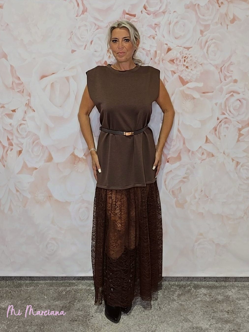 VESTIDO COMBINADO ENCAJE - Mi Marciana