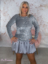 VESTIDO COMBINADO GLOBO TERCIOPELO LENTEJUELAS - Mi Marciana