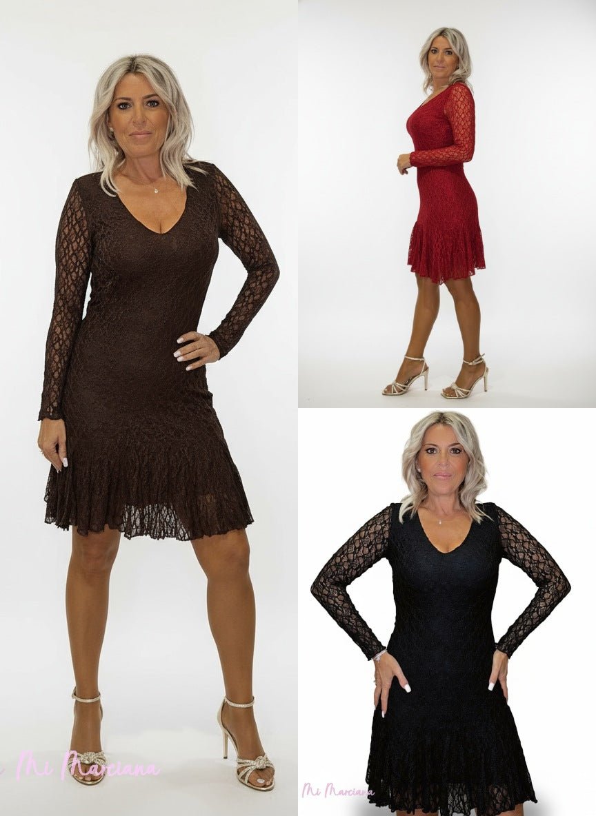 VESTIDO CORTO ENCAJE QUILLAS JOT - Mi Marciana