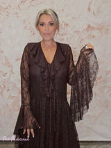 VESTIDO ENCAJE MANGAS VOLANTES - Mi Marciana