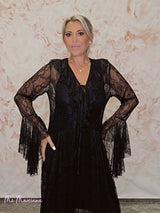 VESTIDO ENCAJE MANGAS VOLANTES - Mi Marciana