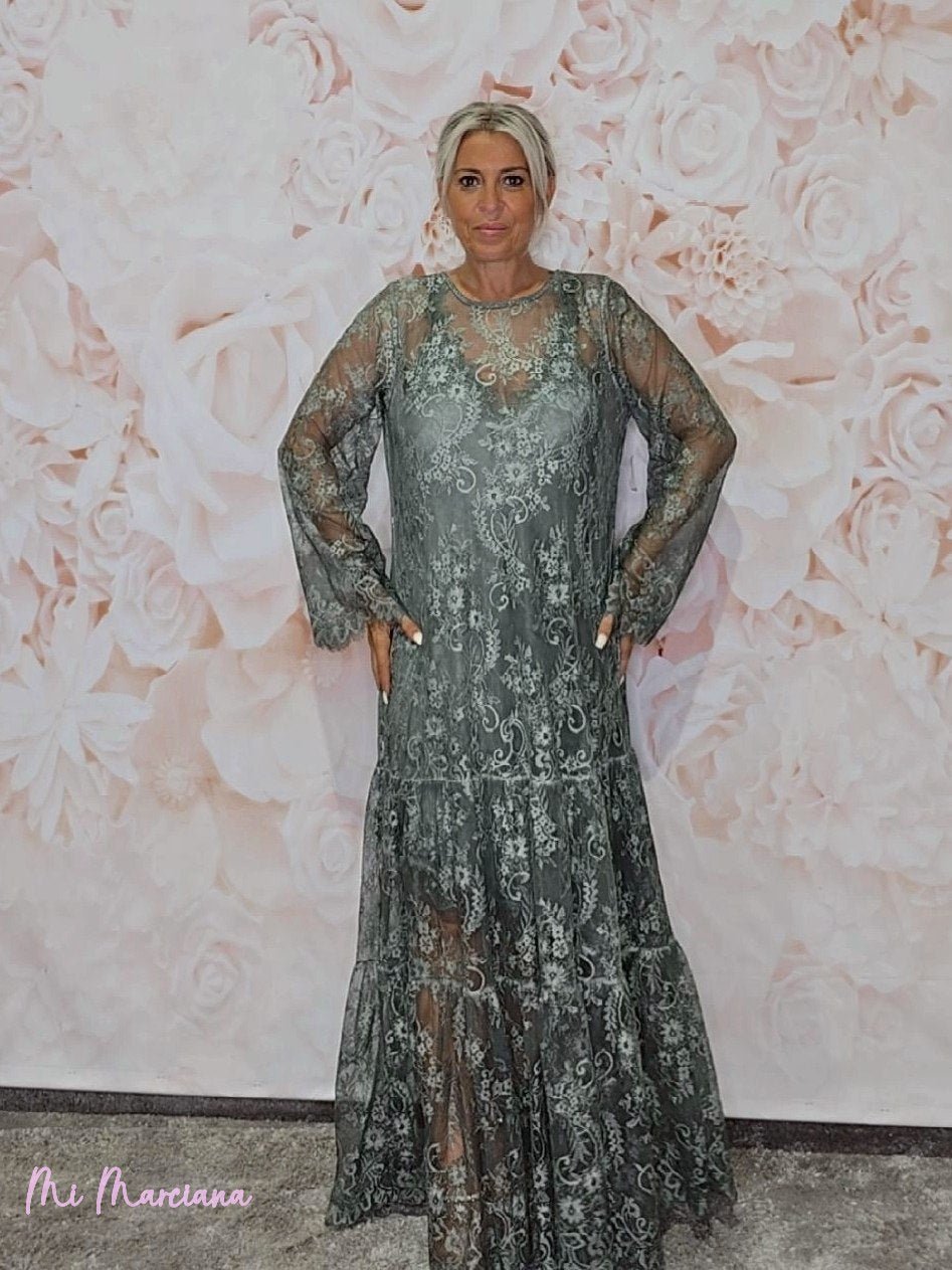 VESTIDO ENCAJE VOLANTE JOT - Mi Marciana