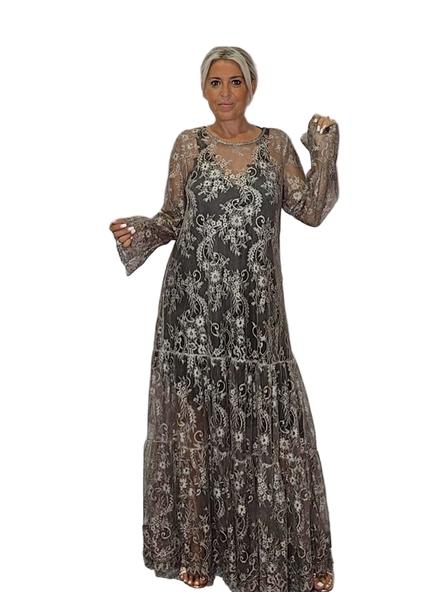 VESTIDO ENCAJE VOLANTE JOT - Mi Marciana