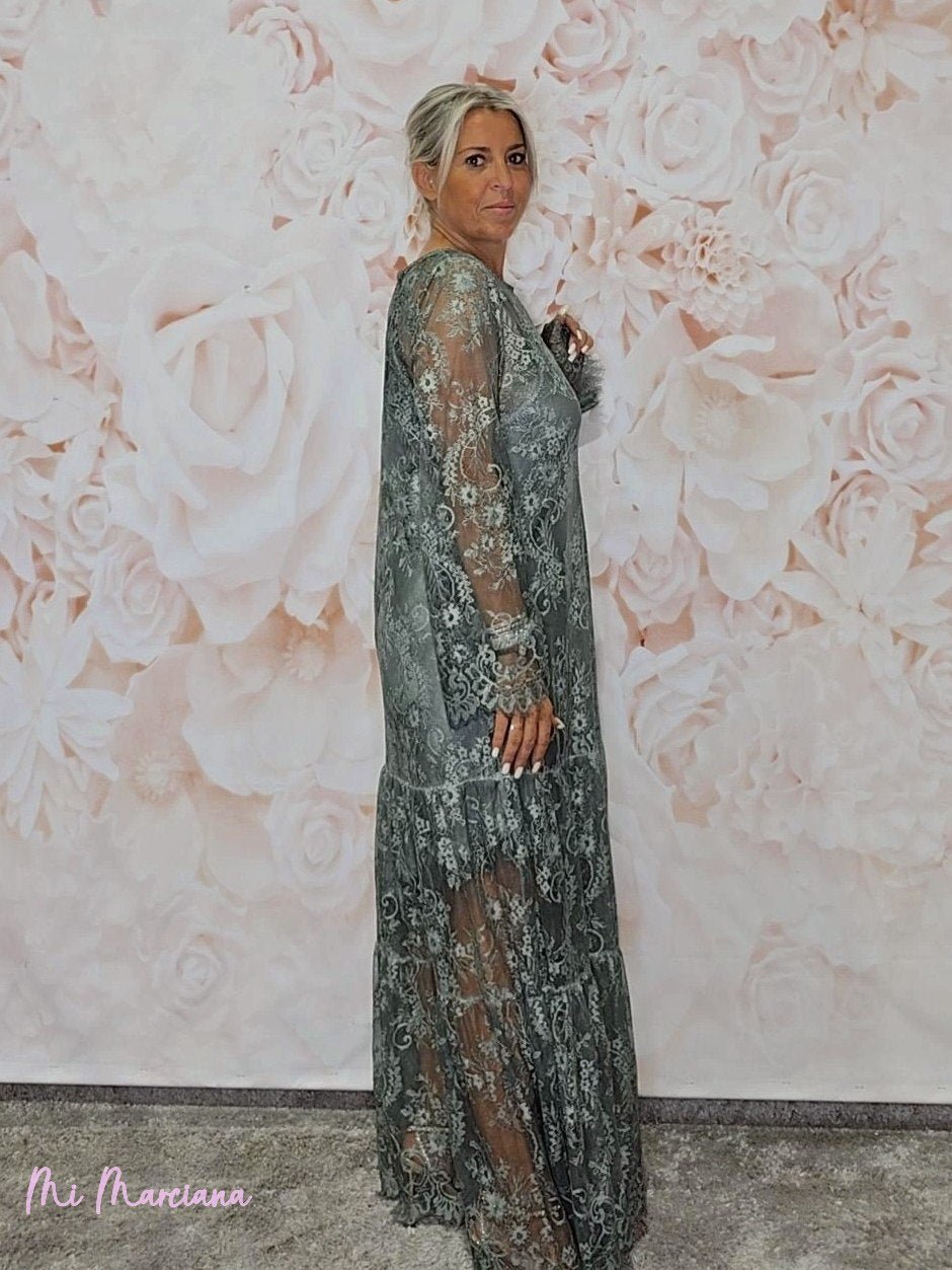 VESTIDO ENCAJE VOLANTE JOT - Mi Marciana