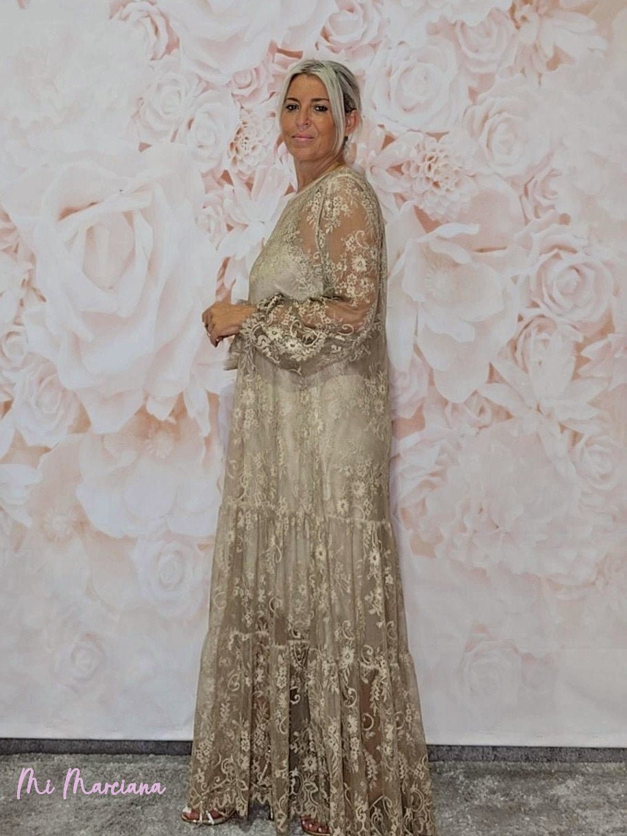 VESTIDO ENCAJE VOLANTE JOT - Mi Marciana