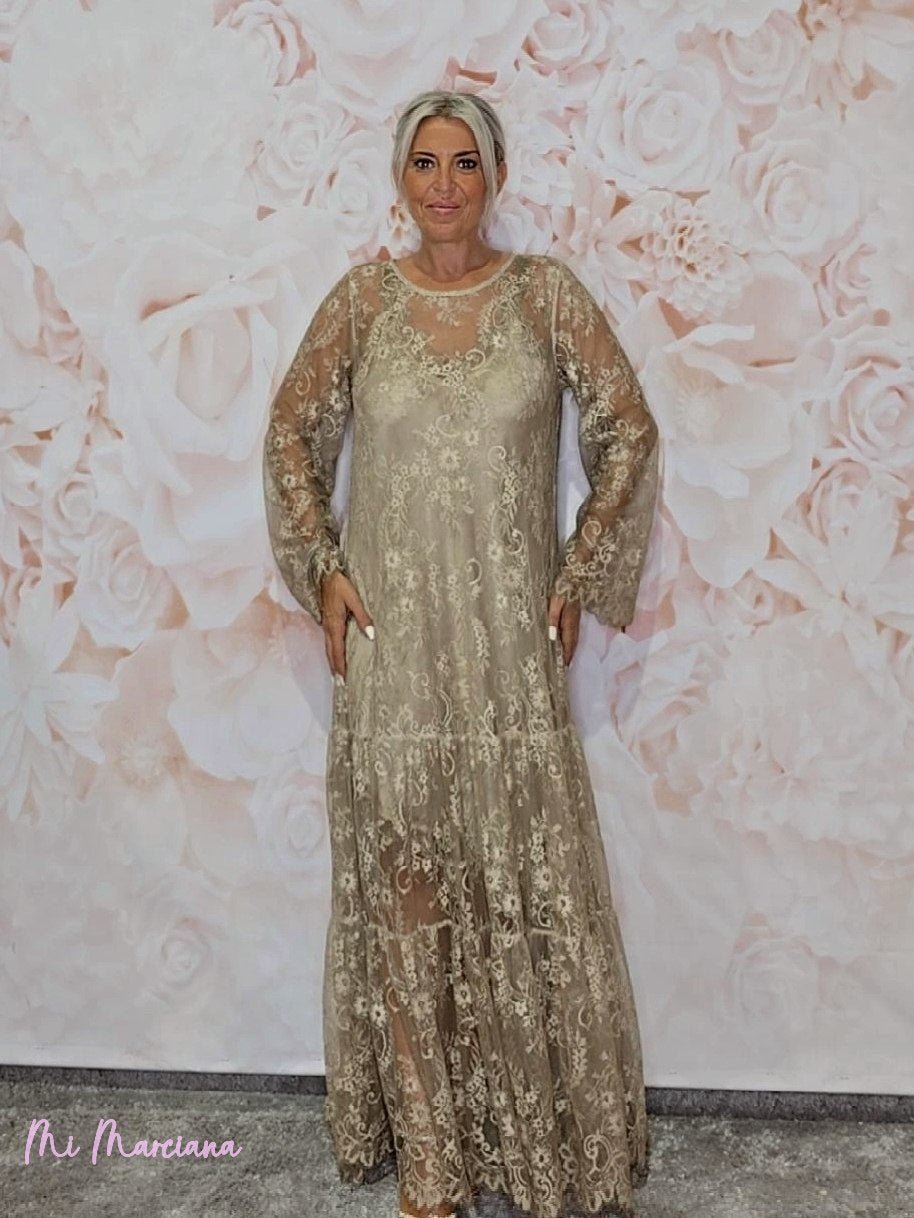 VESTIDO ENCAJE VOLANTE JOT - Mi Marciana