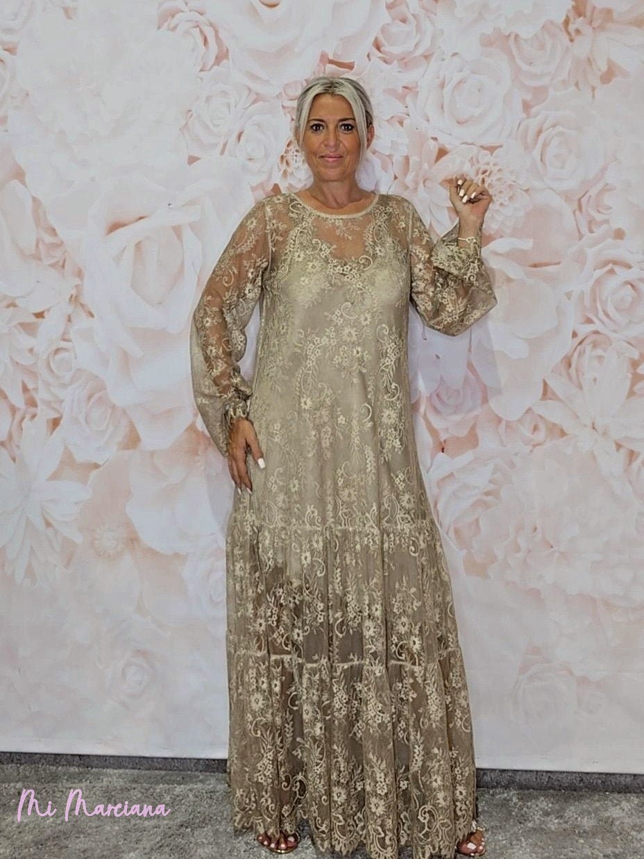 VESTIDO ENCAJE VOLANTE JOT - Mi Marciana