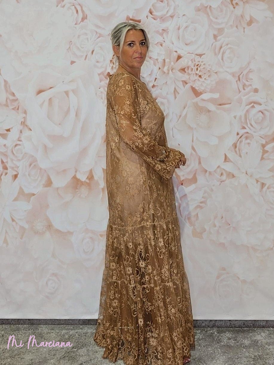 VESTIDO ENCAJE VOLANTE JOT - Mi Marciana