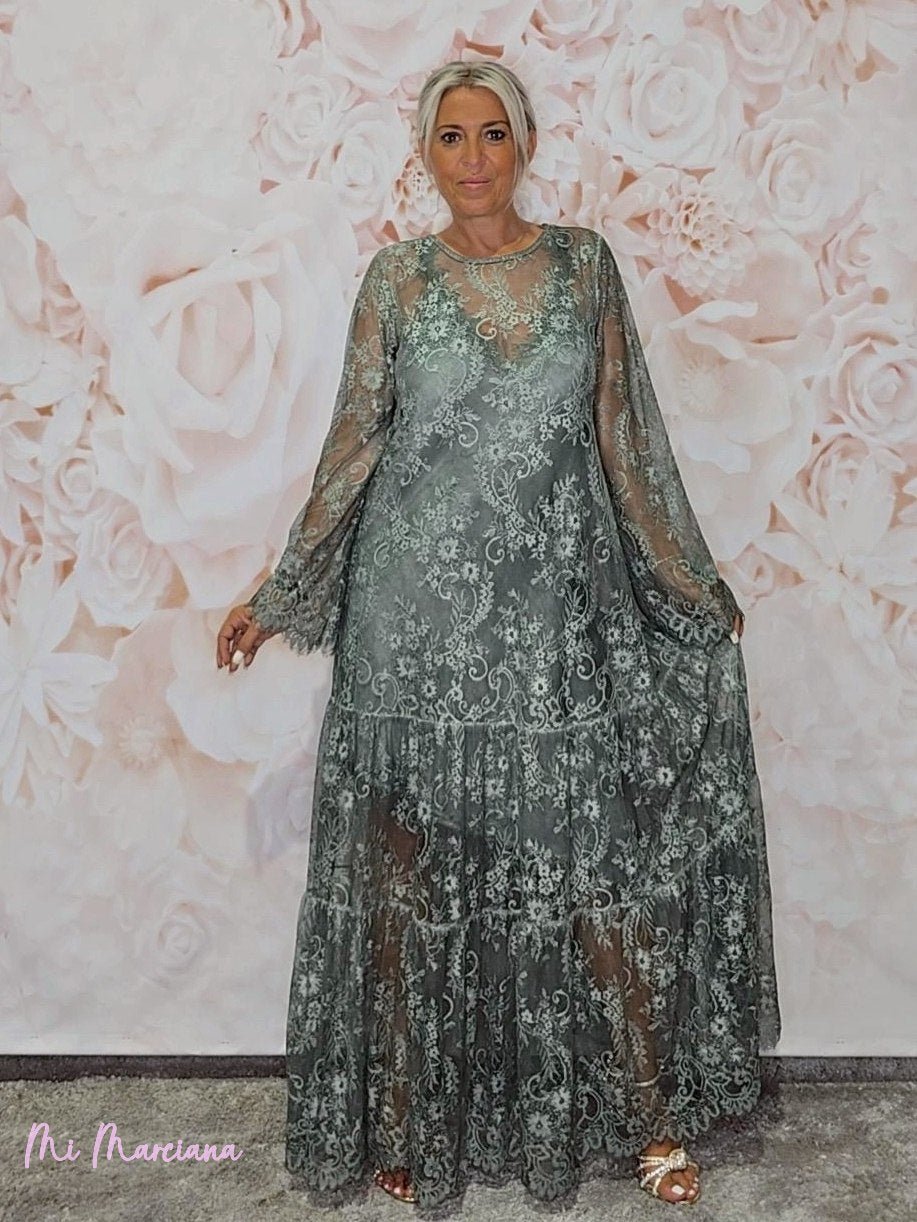 VESTIDO ENCAJE VOLANTE JOT - Mi Marciana