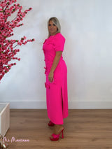 VESTIDO FLORES 3D MANGA CORTA FLUOR - Mi Marciana