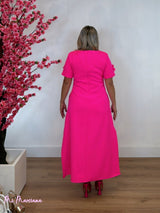 VESTIDO FLORES 3D MANGA CORTA FLUOR - Mi Marciana