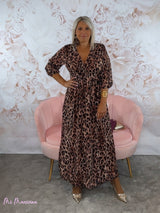VESTIDO GASA ANIMAL PRINT LEOPARDO - Mi Marciana
